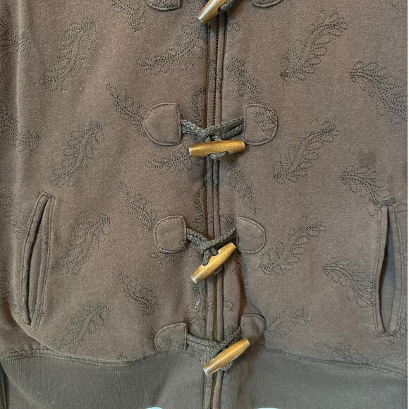 O’Neill High Pile Fleece Lined Hoodie Jacket Toggle Buttons Brown Sz L * Fits Sm - Picture 3 of 10